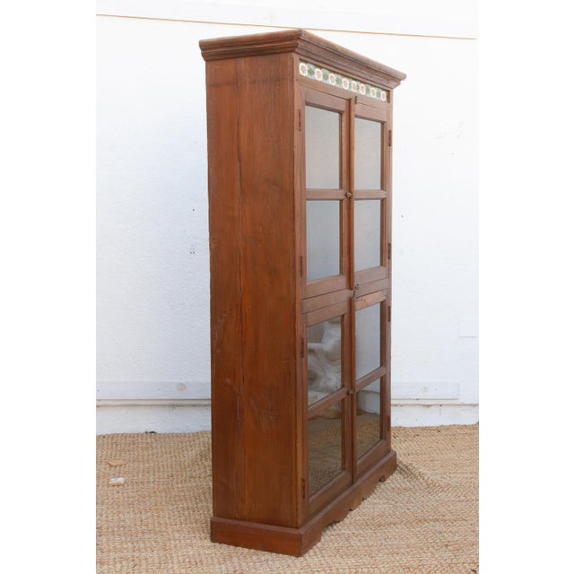 Large British Colonial Glass Display Cabinet For Sale - Image 10 of 14