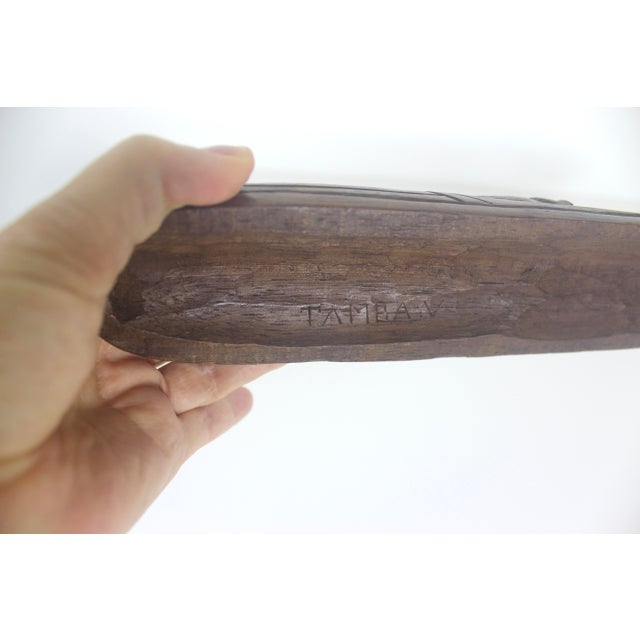 Mid Century Carved Wood Face Mask Signed by Artist For Sale - Image 10 of 17