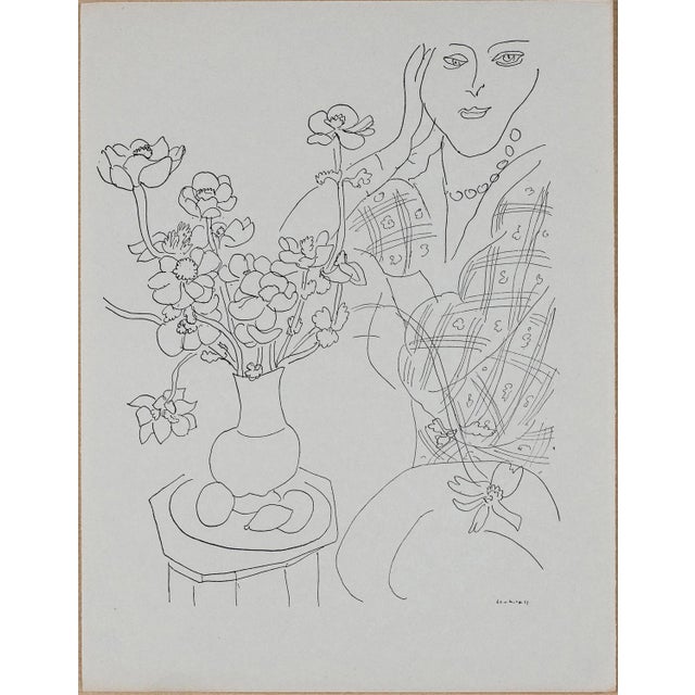 After Henri Matisse, Femme Et Vase De Fleurs, Lithograph For Sale - Image 4 of 5