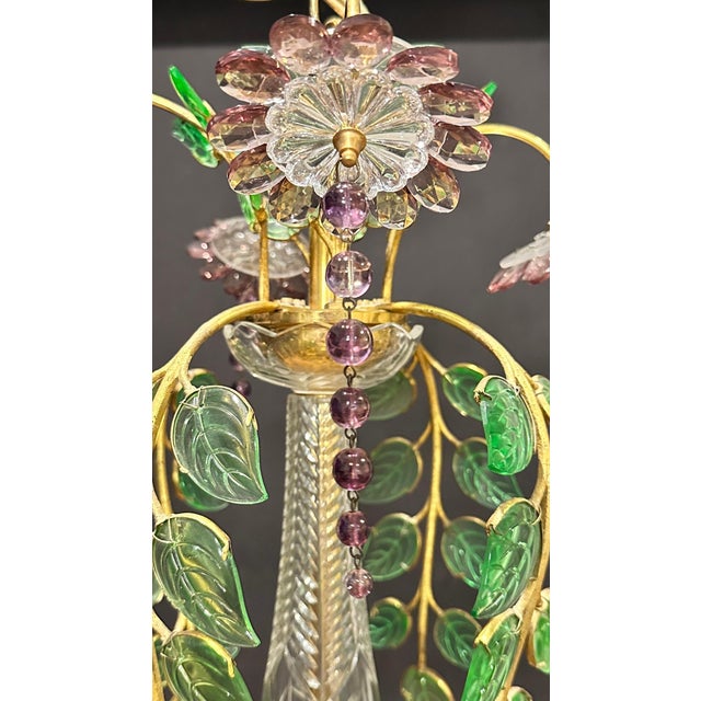 Metal 1970s Maison Baguès Style Gilt Bronze And Cut Glass Chandelier For Sale - Image 7 of 10