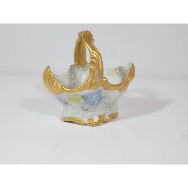 Ceramic 1970s Hand Painted Porcelain Basket For Sale - Image 7 of 7