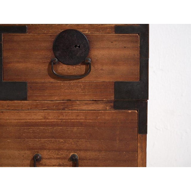 Brown Antique Japanese Tansu in Wood For Sale - Image 8 of 14