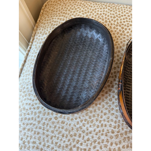 Vintage Mid-20th Century Beetle Bug Bamboo Chinese Tiffin Basket For Sale - Image 13 of 15