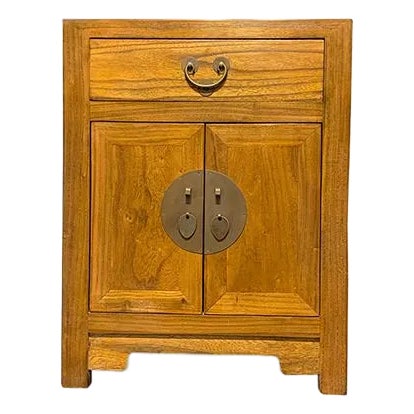 1990s Asian Honey Brown Lacquer Bedside Table For Sale