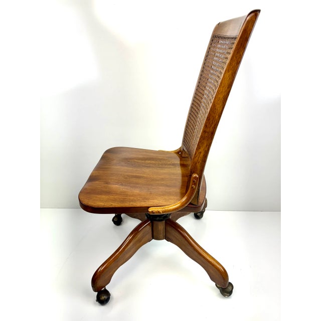 Mid Century Cane Back Swivel Office Chair For Sale - Image 11 of 12
