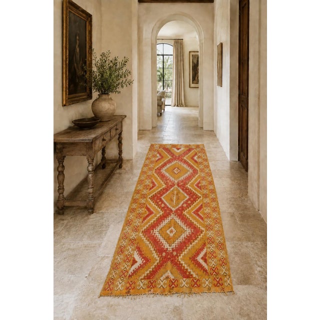 Moroccan 1960s Vintage Moroccan Rug Orange and Red Authentic Tribal Carpet For Sale - Image 3 of 9