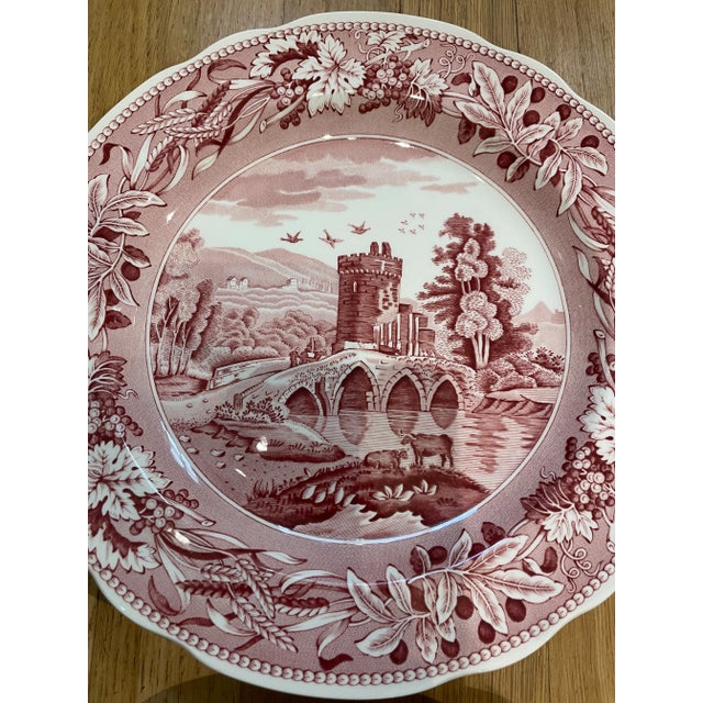 1990s Vintage 1990’s Spode Archive Collection Cranberry Transferware Plates - a Set of 4 For Sale - Image 5 of 11