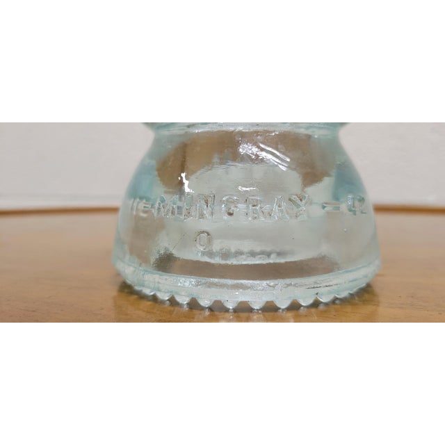 Early 20th Century Vintage Hemingray 42 Teal Tinted Glass Insulator For Sale - Image 5 of 11