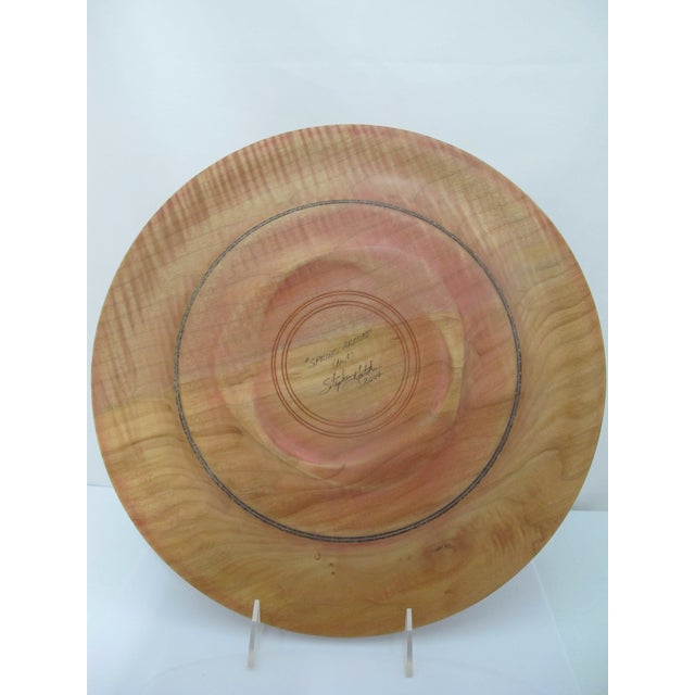 Brown Stephen Hatcher Spring Arrives Cherry Blossom Tree Inlaid Wood Turned Platter For Sale - Image 8 of 8