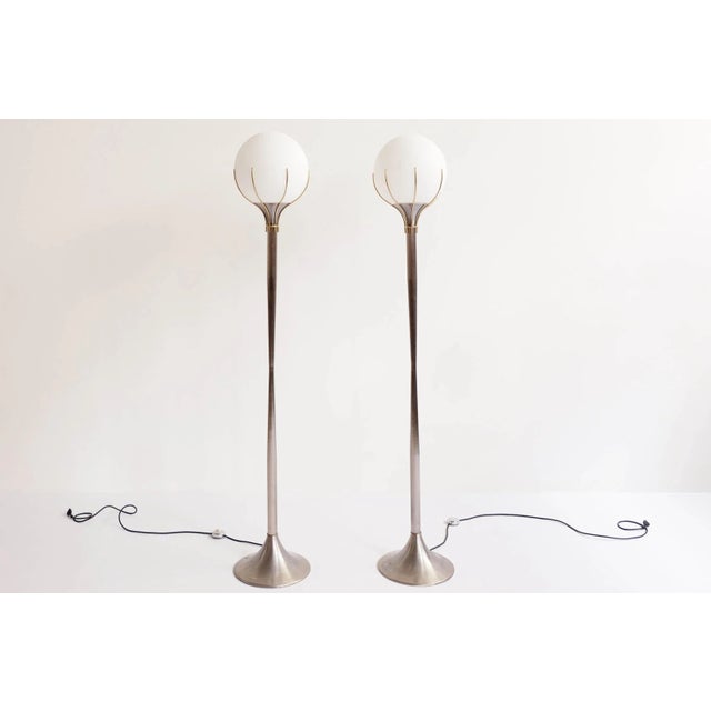 Metal Italian Aluminum and Brass Floor Lamps from Esperia, 1960s, Set of 2 For Sale - Image 7 of 7