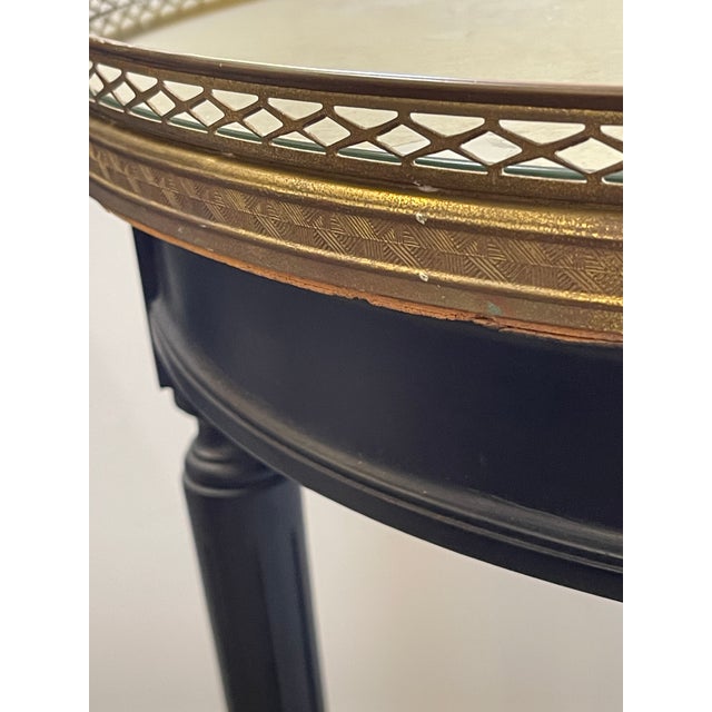 Antique French Bouillotte Table, Brass Gallery & Mirrored Top For Sale - Image 10 of 14