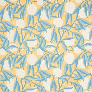 Schumacher Rubus Cotton Linen Fabric in Yellow For Sale