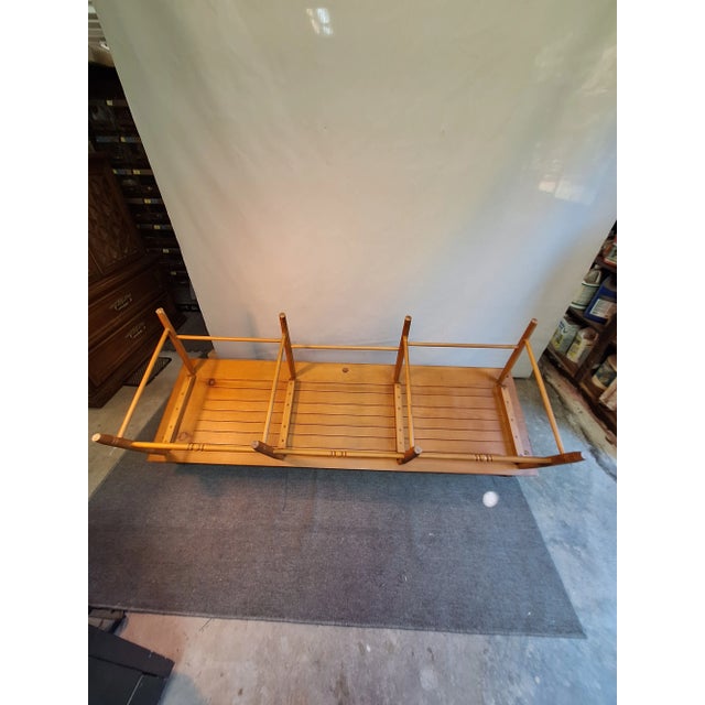 Wood Antique American Colonial Spindle Back Bench For Sale - Image 7 of 11