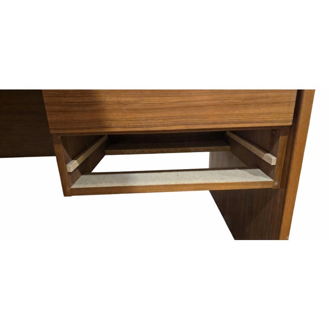 Mid-Century Modern Two-Piece Teak Executive Desk With Locking Drawers and File Cabinet For Sale - Image 9 of 11