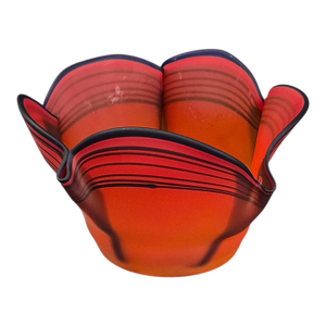 Vintage Mid-Century Modern Rosenthal Studio Art Glass Germany Coral Red & Black Vase