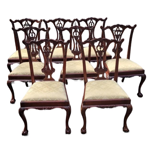 Set of Eight Chippendale-Style Mahogany Dining Chairs With Ball-and-Claw Feet For Sale