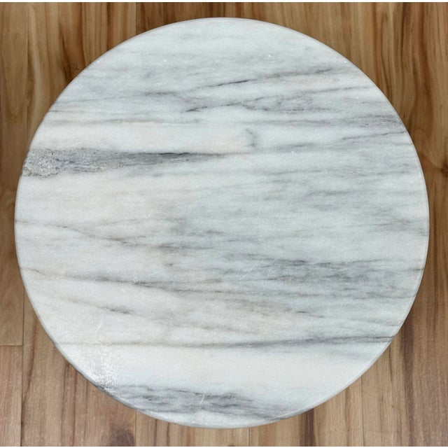 Vintage French Style Marble Top Table W/ Brass Filigree Base For Sale - Image 4 of 6