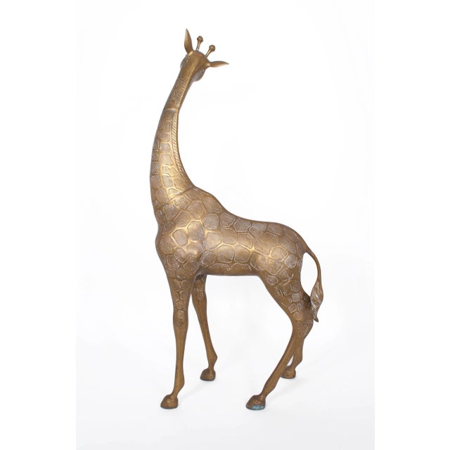 Mid 20th Century Hollywood Regency Large Brass Giraffes - a Pair For Sale - Image 5 of 13
