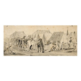 Jan Peeter Verdussen, The Camp, Encampment, Mixed Media on Paper, 1740 For Sale