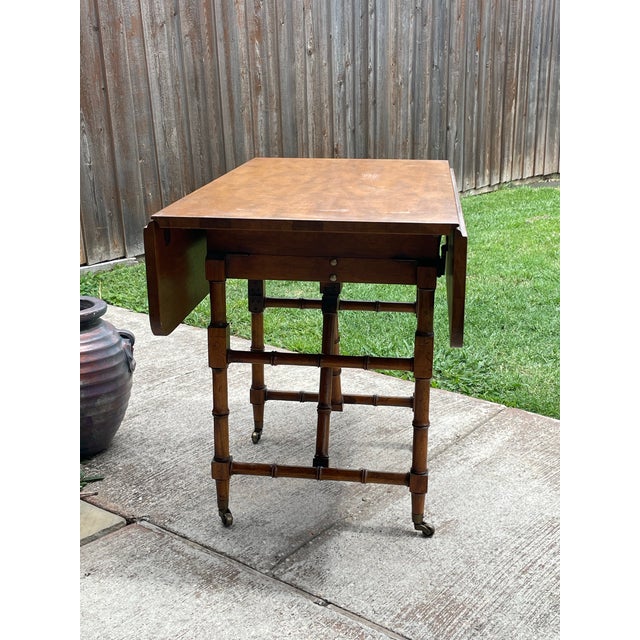 Faux Bamboo Drop Leaf Coffee & Game Table For Sale - Image 4 of 10