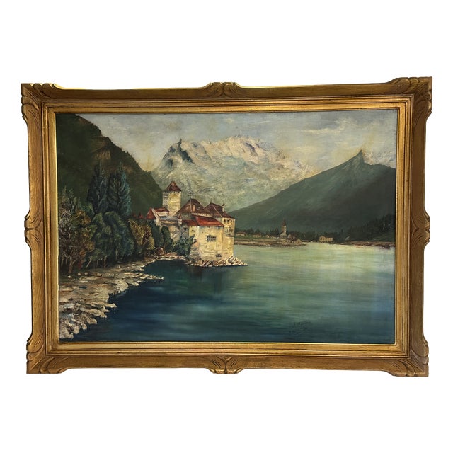 Swiss Artist, Chillon Castle, 1913, Canvas For Sale