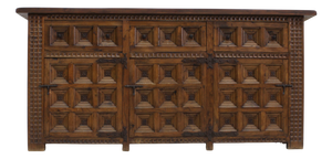Spanish Brutalist Sideboard in Wood, 1970s