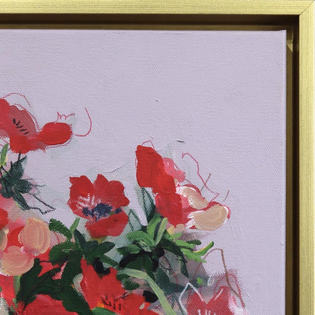 2020s Poppy Parade - Framed Original Floral Mixed Media Painting on Canvas by Kellie Newsome For Sale - Image 5 of 9