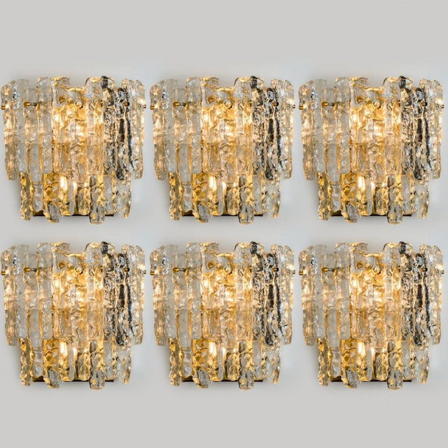 Vintage Textured Ice Glass Wall Light by J. T. Kalmar for Kalmar, 1970s For Sale - Image 6 of 12