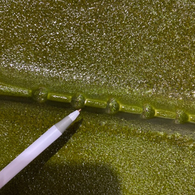 Mid Century Modern Large Avocado Green Pottery Ashtray For Sale In Los Angeles - Image 6 of 8