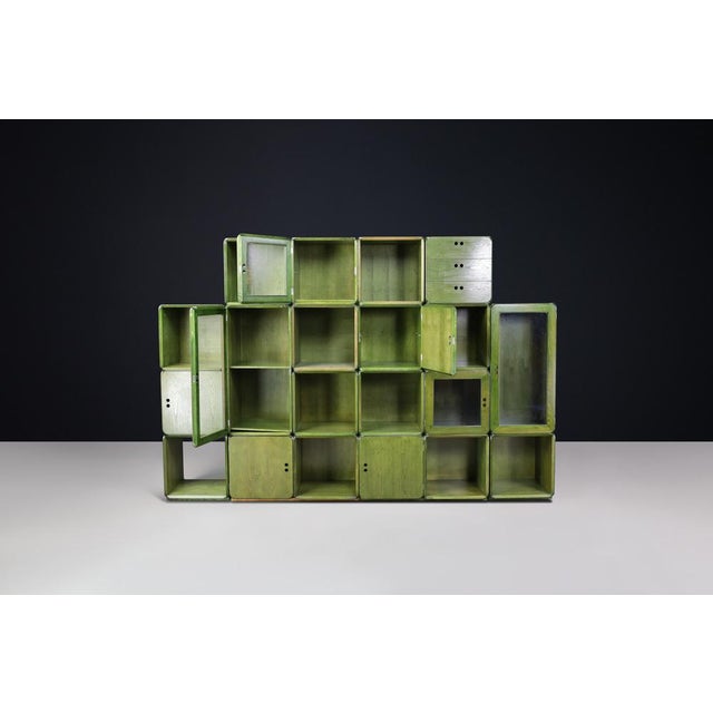 Green Modular Cabinet by Derk Jan de Vries for Maisa di Seveso, 1970s, Set of 19 For Sale - Image 17 of 18