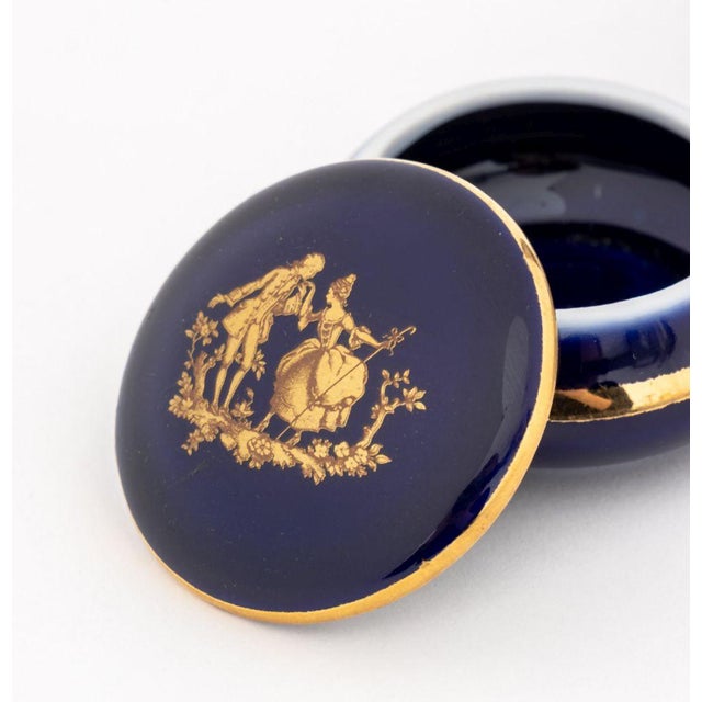 KPM and Limoges Cobalt Blue Porcelain Boxes, 10 For Sale - Image 15 of 17