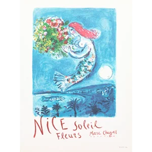 1966 After Marc Chagall, "Nice. Sun. Flowers" Poster