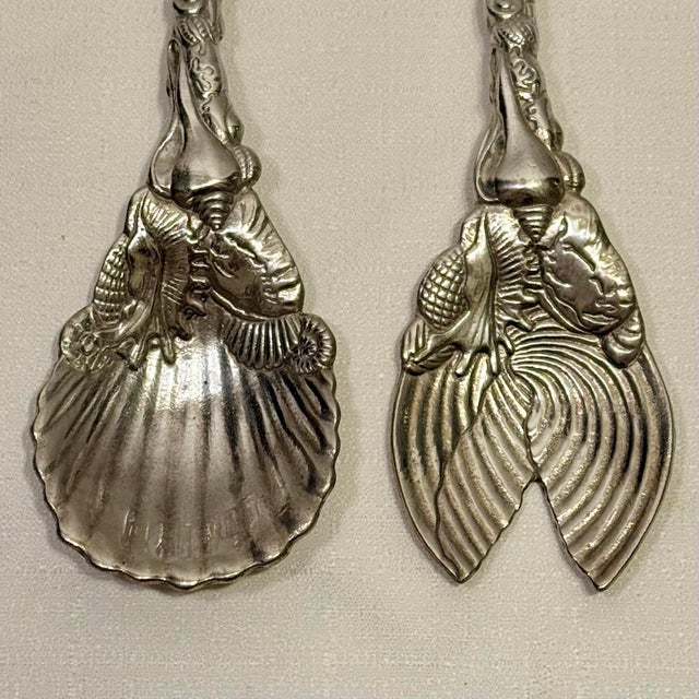 Arthur Court Vintage 1993 Arthur Court Marine Life Shell Salad Servers - Pair For Sale - Image 4 of 12