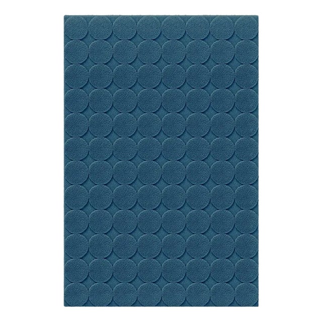 Dark Blue Circle Textured Rug from Marqqa For Sale