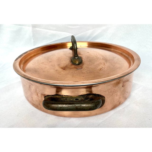 French Country Late 1900s Copper Bourgeat French Double Handle Brasier With Lid For Sale - Image 3 of 11