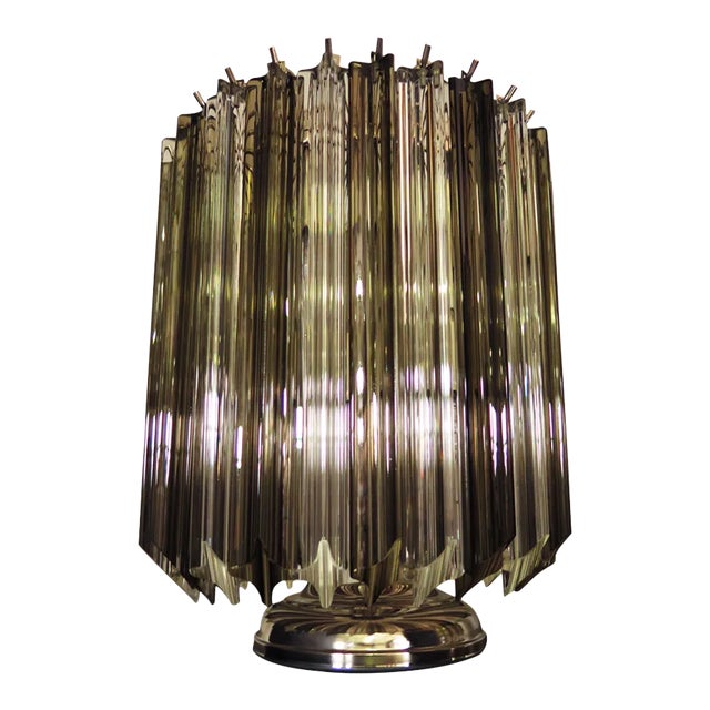 Vintage Italian Glass Quadriedri Table Lamps, 1981, Set of 2 For Sale