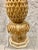 Mid 20th Century Carved Wood Pinaple Lamp With White Gold Detail With Lampshade For Sale - Image 4 of 6