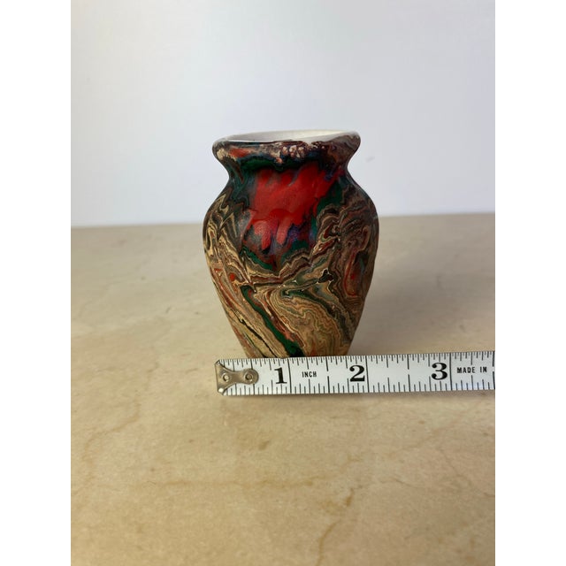 Ceramic Vintage Marbled Porcelain Bud Vase in the Style of Nemadji or Ozark Pottery, Swirl Glaze Ceramic Vessel For Sale - Image 7 of 8