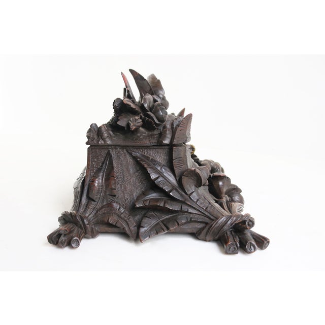 Wood Antique Swiss Hand Carved Black Forest Jewelry Box, 1880 For Sale - Image 7 of 14