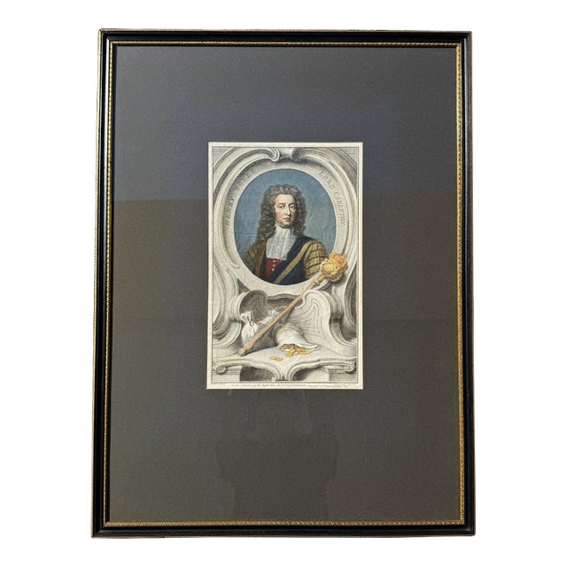 1741 Hand Colored Engraving of Henry Boyle, Lord Carleton by Jacobus Houbraken For Sale