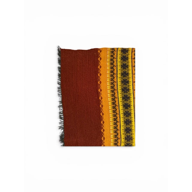 Rustic European Vintage Latvian Folk Art Woven Wool Striped Textile Blanket For Sale - Image 3 of 8
