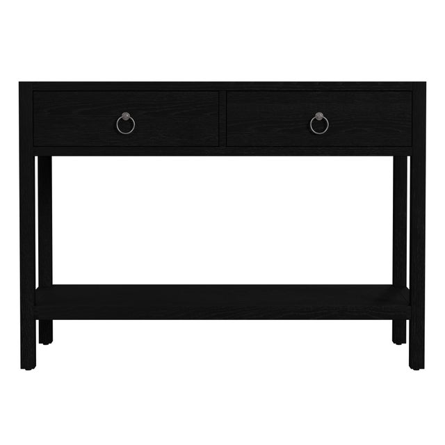 Spritely Home Accent Furniture Lark 44 in. W Rectangular Wood 2 Drawer Console Table with Lower Open Shelf, Washed Black For Sale - Image 4 of 8
