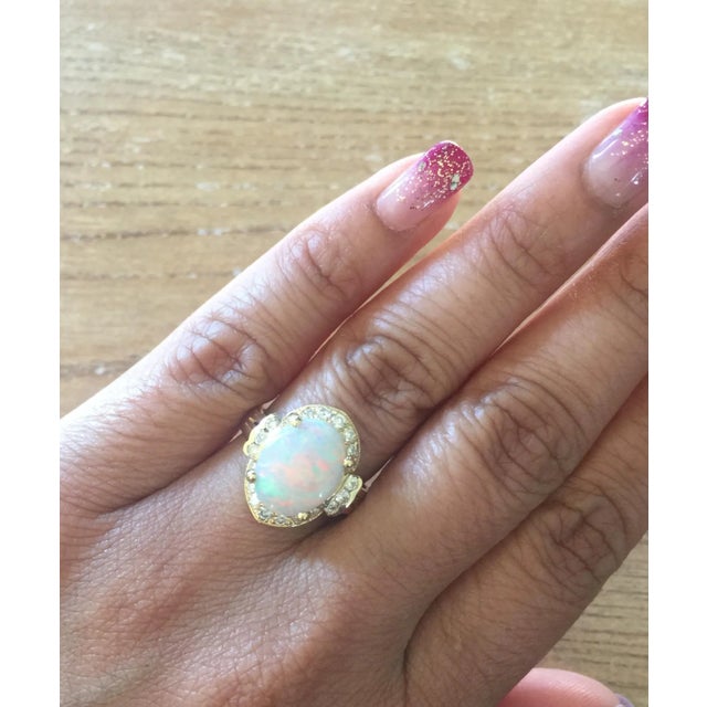 Early 21st Century 2.75 Carat Opal Diamond Yellow Gold Cocktail Ring, Size 7 For Sale - Image 5 of 6