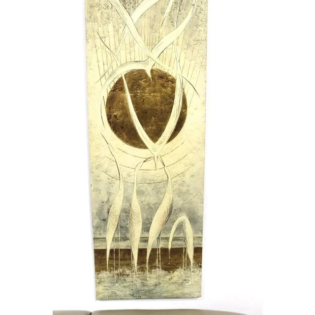 1970s Extra Long Vintage Seaside Painting of Cranes For Sale - Image 5 of 5