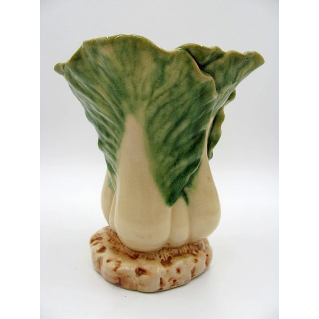 Vintage Ceramic Bok Choy Cabbage Figural Majolica Planter Vase For Sale - Image 11 of 11