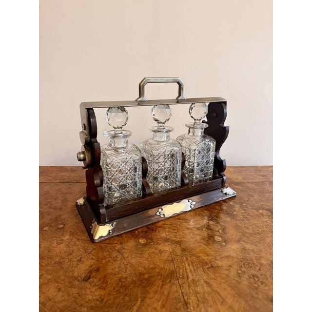 Antique Oak Bottle Tantalus, 1890, Set of 4 For Sale - Image 3 of 6