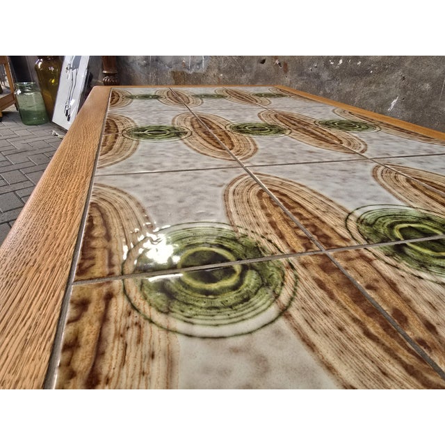 Mid-Century Danish Coffee Table in Oak and Green Ceramic, 1970s For Sale - Image 4 of 16