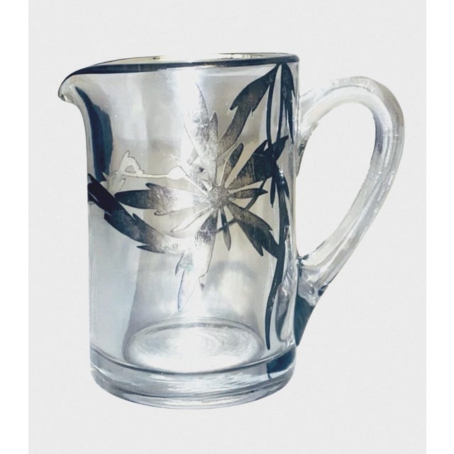 Traditional Vintage Sterling Silver Overlay Clear Glass Sugar and Creamer Set Art Nouveau For Sale - Image 3 of 6