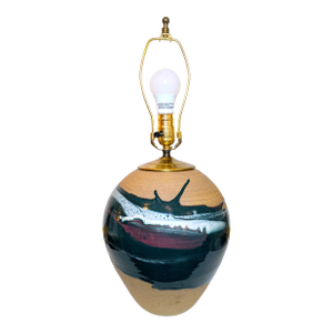 Late 20th Century Drip Glaze Pottery Table Lamp