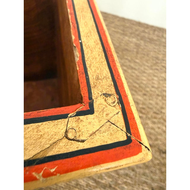 Wood Hand Painted Italian Fish Wastebasket For Sale - Image 7 of 10